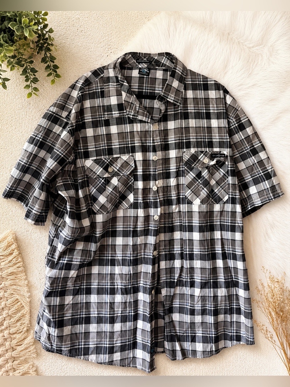ENYCE New York 5X Plaid Short Sleeve Button Down Shirt